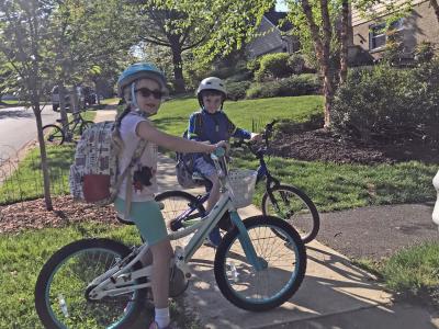 CRES students on bike to school day